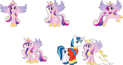 Size: 9133x4853 | Tagged: safe, princess cadance, shining armor, alicorn, pony, unicorn, a canterlot wedding, g4, official, .svg available, clothes, dress, duo, female, male, mare, multeity, simple background, stallion, stock vector, svg, transparent background, uniform, vector, wedding dress