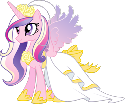 Size: 2330x1942 | Tagged: safe, part of a set, princess cadance, alicorn, pony, a canterlot wedding, g4, official, .svg available, clothes, dress, female, mare, simple background, solo, stock vector, svg, transparent background, vector, wedding dress