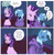 Size: 3486x3525 | Tagged: safe, artist:balileart, starlight glimmer, trixie, pony, unicorn, g4, bags under eyes, clothes, comic, dialogue, duo, female, folding, high res, hoodie, levitation, magic, mare, speech bubble, telekinesis, touch grass