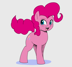 Size: 1000x927 | Tagged: safe, anonymous artist, pinkie pie, earth pony, pony, g4, female, gray background, mare, open mouth, simple background, smiling, solo
