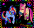 Size: 2048x1666 | Tagged: safe, artist:emoboy130, fluttershy, rainbow dash, pegasus, pony, g4, :3, bandage, bandaid, choker, chokershy, clothes, collar, cyan eyes, duo, eyestrain warning, hairpin, leg warmers, looking at you, magenta eyes, open mouth, peace sign, rainbow colors, scene, smiling, spiked choker, stars