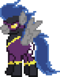 Size: 1342x1730 | Tagged: safe, artist:polygonical, descent, pegasus, pony, g4, desktop ponies, male, male oc, pixel art, shadowbolts, simple background, smiling, solo, spread wings, sprite, stallion, transparent background, wings