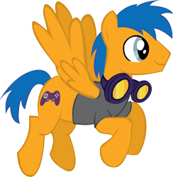 Size: 1986x2038 | Tagged: safe, artist:polygonical, oc, oc only, pegasus, pony, clothes, flying, goggles, high res, male, male oc, pegasus oc, simple background, solo, stallion, transparent background, vector