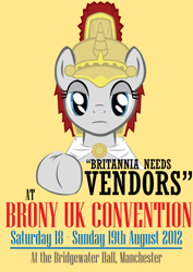 Size: 2480x3508 | Tagged: safe, artist:polygonical, oc, oc:britannia, pony, unicorn, b.u.c.k., bust, female, front view, high res, pointing, poster, simple background, solo, vector