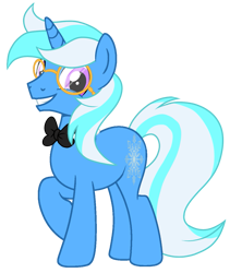 Size: 1043x1236 | Tagged: safe, artist:lavender-bases, artist:nightlightartz, oc, oc only, oc:silver froze, pony, unicorn, base used, bowtie, glasses, grin, horn, looking at you, male, male oc, purple eyes, raised hoof, round glasses, simple background, smiling, solo, stallion, standing, transparent background, unicorn oc