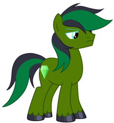 Size: 1183x1280 | Tagged: safe, artist:dragonchaser123, artist:nightlightartz, oc, oc only, oc:emerald hunter, earth pony, pony, base used, blue eyes, colored hooves, earth pony oc, frown, hoof polish, male, male oc, simple background, solo, stallion, standing, transparent background, unshorn fetlocks