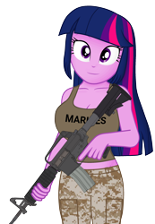 Size: 1800x2600 | Tagged: safe, artist:ah96, artist:edy_january, artist:tharn666, editor:ah96, editor:edy_january, twilight sparkle, human, equestria girls, g4, assault rifle, big breasts, breasts, busty twilight sparkle, camouflage, carbine, clothes, counter-strike, gun, lieutenant, link in description, looking at you, m4a1, m4s, marine, marines, military, rifle, sexy, simple background, smiling, smiling at you, soldier, solo, stupid sexy twilight, tank top, transparent background, trigger discipline, usmc, weapon, xm177e1, xm4