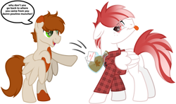 Size: 5800x3400 | Tagged: safe, artist:ponkus, oc, oc:coffee spots, oc:deepest apologies, pegasus, pony, male, simple background, size difference, stallion, syrup, transparent background