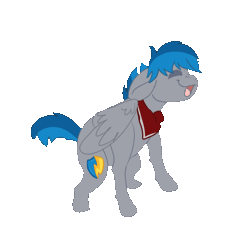 Size: 600x572 | Tagged: safe, artist:euspuche, oc, oc only, oc:silver sky, pegasus, pony, animated, bandana, commission, dance till you die dog, dancing, gif, simple background, solo, transparent background, ych result