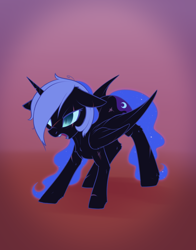 Size: 1620x2070 | Tagged: safe, artist:dusthiel, nightmare moon, alicorn, pony, g4, atg 2023, female, mare, missing accessory, newbie artist training grounds, scar, solo