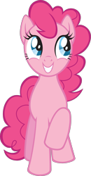 Size: 1688x3235 | Tagged: safe, pinkie pie, earth pony, pony, g4, official, .svg available, cute, diapinkes, female, grin, mare, raised hoof, simple background, smiling, solo, stock vector, svg, transparent background, vector