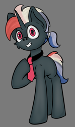 Size: 441x738 | Tagged: oc name needed, safe, artist:cotarsis, oc, pony, unicorn, pony town, gray background, necktie, simple background, solo