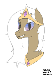 Size: 2480x3508 | Tagged: safe, artist:bifrose, oc, oc:aurora blossom, crown, female, high res, jewelry, regalia, simple background, solo, tiara, white background