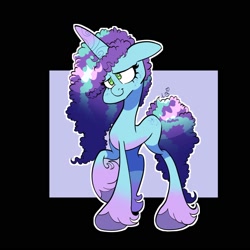 Size: 1700x1700 | Tagged: safe, artist:galaxydream22, misty brightdawn, pony, unicorn, g5, female, horn, mare, raised hoof, smiling, solo, tail, unshorn fetlocks