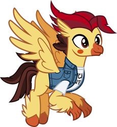 Size: 1394x1516 | Tagged: safe, artist:lightningbolt, derpibooru exclusive, classical hippogriff, hippogriff, g4, .svg available, beak, clothes, colored pupils, facial markings, flying, jacket, male, nick martin, ponified, shirt, show accurate, simple background, sleeping with sirens, smiling, solo, spread wings, svg, t-shirt, talons, transparent background, undershirt, vector, wings
