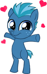 Size: 700x1104 | Tagged: safe, artist:catachromatic, smallfry, earth pony, pony, g4, g4.5, my little pony: pony life, 5-year-old, bipedal, colt, foal, freckles, g4.5 to g4, generation leap, heart, male, simple background, solo, transparent background