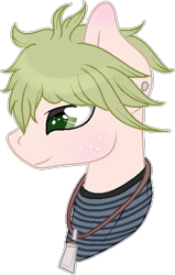 Size: 347x544 | Tagged: safe, artist:angellightyt, oc, oc only, earth pony, pony, bust, clothes, ear piercing, earth pony oc, jewelry, necklace, piercing, simple background, solo, transparent background
