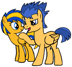 Size: 524x482 | Tagged: safe, artist:muhammad yunus, flash sentry, oc, oc:flare spark, pegasus, pony, g4, cousins, duo, duo male and female, female, male, simple background, stallion, transparent background