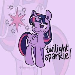 Size: 1413x1413 | Tagged: safe, artist:llemoncurdll, part of a set, twilight sparkle, alicorn, pony, g4, female, horn, mare, name, signature, smiling, solo, twilight sparkle (alicorn), wings, zoom layer