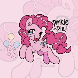 Size: 1702x1702 | Tagged: safe, artist:llemoncurdll, part of a set, pinkie pie, earth pony, pony, g4, female, mare, name, signature, solo, tongue out, zoom layer