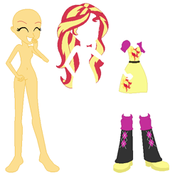 Size: 542x550 | Tagged: safe, artist:lordsfrederick778, artist:selenaede, sunset shimmer, human, equestria girls, g4, alternate design, base used, simple background, solo, white background
