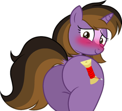 Size: 1158x1052 | Tagged: safe, artist:katnekobase, artist:muhammad yunus, oc, oc only, oc:princess kincade, alicorn, earth pony, pony, g4, base used, blushing, butt, dock, embarrassed, female, happy, kincadebutt, looking at you, looking back, looking back at you, mare, plot, simple background, smiling, smiling at you, solo, tail, transparent background, wide eyes