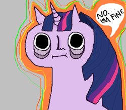 Size: 661x573 | Tagged: safe, artist:seniorpony, twilight sparkle, pony, unicorn, g4, bags under eyes, dark circles, dialogue, female, human facial structure, human nose, looking at you, mare, ms paint, solo, staring into your soul, stylistic suck, tired, unicorn twilight