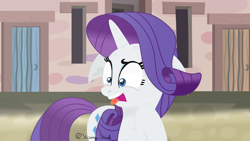 Size: 3840x2160 | Tagged: safe, artist:starry swirl, rarity, pony, unicorn, g4, the cutie map, disgusted, female, floppy ears, high res, mare, open mouth, our town, scene interpretation, solo, tongue out