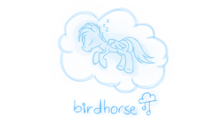 Size: 1920x1080 | Tagged: safe, artist:replacer808, oc, oc only, oc:happy dream, pegasus, pony, album cover, cloud, male, male oc, monochrome, on a cloud, onomatopoeia, simple background, sleeping, sleeping on a cloud, smiling, solo, sound effects, stallion, white background, zzz