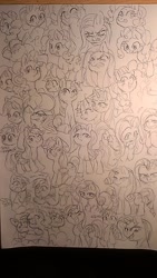 Size: 720x1280 | Tagged: safe, artist:nekubi, applejack, fluttershy, pinkie pie, rainbow dash, rarity, twilight sparkle, earth pony, pegasus, pony, unicorn, g4, female, mane six, mare, multeity, sketch, sketch dump, so much pony, traditional art, unicorn twilight