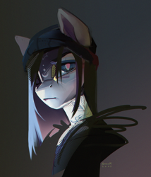 Size: 2480x2895 | Tagged: safe, artist:annna markarova, oc, pony, cap, eyes open, hat, high res, looking at you, solo, tattoo