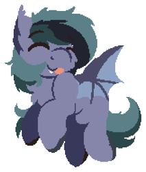 Size: 648x760 | Tagged: safe, artist:rhythmpixel, oc, oc only, oc:scrimmy, bat pony, pony, :p, bat pony oc, bat wings, flying, gift art, male, male oc, pixel art, pony oc, simple background, solo, spread wings, tongue out, transparent background, wings