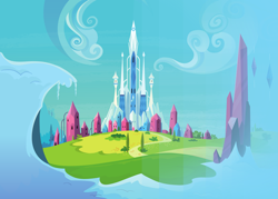Size: 6491x4658 | Tagged: safe, g4, official, .svg available, background, building, cloud, crystal castle, crystal empire, scenery, sky, snow, stock vector, vector