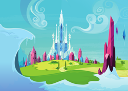 Size: 6491x4658 | Tagged: safe, g4, official, .svg available, background, building, cloud, crystal castle, crystal empire, scenery, sky, snow, stock vector, vector