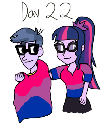 Size: 3000x3612 | Tagged: safe, artist:horroraceman93, micro chips, sci-twi, twilight sparkle, human, equestria girls, g4, bilight sparkle, bisexual pride flag, duo, female, high res, male, microlight, pride, pride flag, shipping, simple background, straight, transparent background