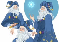Size: 2560x1819 | Tagged: safe, artist:lopatafour, star swirl the bearded, human, g4, beard, facial hair, hat, humanized, magic, scroll, simple background, solo, white background, wizard, wizard hat