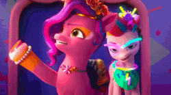 Size: 1920x1068 | Tagged: safe, screencap, pipp petals, zipp storm, pegasus, pony, bridlewoodstock (make your mark), g5, my little pony: make your mark, my little pony: make your mark chapter 4, spoiler:g5, spoiler:my little pony: make your mark, spoiler:my little pony: make your mark chapter 4, spoiler:mymc04e01, animated, beads, bracelet, bridlewoodstock, clothes, eyeliner, female, floral head wreath, flower, frustrated, glitter, jewelry, makeup, mare, panic, pointing, royal sisters (g5), siblings, sisters, sound, spread wings, stockings, sunglasses, surprised, tent, thigh highs, webm, wings, yelling