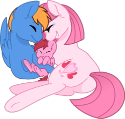 Size: 605x574 | Tagged: safe, artist:drawingbrony13, artist:muhammad yunus, oc, oc only, oc:annisa trihapsari, oc:rozyfly, earth pony, pegasus, pony, annibutt, butt, crying, duo, female, grin, male, mare, mother and father, parent:oc:annisa trihapsari, plot, simple background, smiling, stallion, tears of joy, transparent background