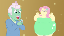 Size: 2560x1440 | Tagged: safe, artist:neongothic, fluttershy, gentle breeze, human, equestria girls, g4, adorafatty, bbw, belly, big belly, bingo wings, breasts, busty fluttershy, butterfly hairpin, chubby cheeks, clothes, cute, double chin, dress, equestria girls-ified, facial hair, fat, fat boobs, fat fetish, father and child, father and daughter, fattershy, female, fetish, gradient background, happy, male, morbidly obese, moustache, obese, shyabetes, smiling, snow globe, squee, ssbbw, sweater, thighs, thunder thighs, weight gain, wide hips