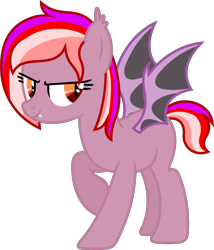 Size: 3786x4424 | Tagged: safe, artist:melodismol, oc, oc only, oc:alum gleam, bat pony, pony, g4, fangs, fusion, raised hoof, simple background, solo, transparent background, vector