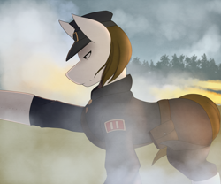 Size: 1500x1250 | Tagged: safe, artist:silverfox057, oc, oc:rough seas, earth pony, pony, american civil war, clothes, hat, military uniform, smoke, solo, uniform