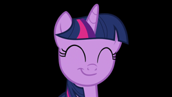 Size: 1280x720 | Tagged: safe, screencap, twilight sparkle, alicorn, pony, g4, my little pony: friendship is magic, season 5, the cutie re-mark, ^^, black background, cute, eyes closed, female, mare, simple background, smiling, smirk, solo, twiabetes, twilight sparkle (alicorn)