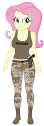 Size: 1890x5400 | Tagged: safe, artist:ah96, artist:edy_january, editor:ah96, part of a set, fluttershy, human, equestria girls, g4, angry, boots, breasts, busty fluttershy, butterfly hairpin, call of duty, camouflage, clothes, fluttermarine, full body, geode of fauna, gun, handgun, long pants, m1911, magical geodes, marine, marines, military, military uniform, out of character, pistol, sergeant, sgt. fluttershy, shoes, simple background, soldier, stupid sexy fluttershy, tank top, tomboy, transparent background, uniform, united states, usmc, weapon