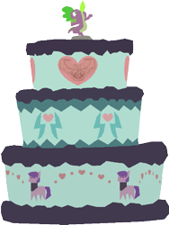 Size: 787x1048 | Tagged: safe, artist:incredibubbleirishguy, editor:incredibubbleirishguy, spike, g4, my little pony: the movie, cake, food, heart, simple background, storm king's emblem, transparent background