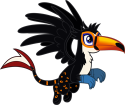 Size: 1932x1623 | Tagged: safe, artist:lightningbolt, derpibooru exclusive, oc, oc only, oc:tristão, bird, griffon, toco toucan, toucan, toucan griffon, g4, .svg available, beak, chest fluff, flying, male, male oc, paws, show accurate, simple background, solo, spots, spread wings, stripes, svg, tail, talons, transparent background, vector, wings