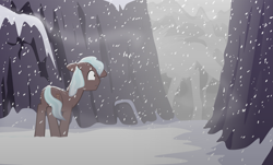 Size: 2651x1597 | Tagged: safe, artist:equestriaexploration, jaded jasper, crystal pony, pony, atg 2023, frown, high res, male, newbie artist training grounds, open mouth, snow, snowfall, solo, stallion