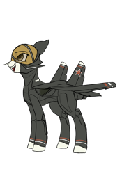 Size: 896x1280 | Tagged: safe, artist:andromailus, oc, oc only, oc:berkut, original species, plane pony, female, mare, open mouth, open smile, plane, simple background, smiling, solo, sukhoi su-47 berkut, transparent background