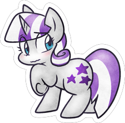 Size: 883x865 | Tagged: safe, artist:zutcha, twilight velvet, pony, unicorn, g4, blushing, cute, eye clipping through hair, eyebrows, eyebrows visible through hair, female, looking back, mare, outline, raised hoof, simple background, solo, transparent background, underhoof, velvetbetes, white outline