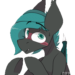 Size: 2560x2560 | Tagged: safe, alternate character, alternate version, artist:difis, oc, oc only, oc:smidge, bat pony, pony, animated, auction, auction open, big eyes, blushing, commission, cute, fangs, gif, halfbody, high res, male, male oc, shy, simple background, solo, stallion, sweat, transparent background, watermark, ych animation, your character here