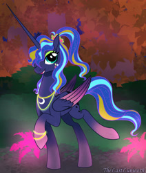 Size: 1920x2266 | Tagged: safe, artist:thelastlunicorn, princess luna, alicorn, pony, bridlewoodstock (make your mark), g5, my little pony: make your mark, my little pony: make your mark chapter 4, bridlewoodstock, dyed mane, dyed tail, female, high res, horn, long horn, mare, solo, tail